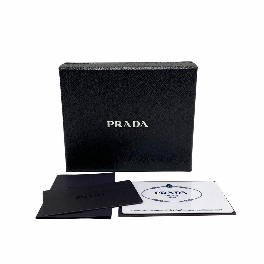 【美品】PRADA サフィアーノレザー　ミニ財布　カードケース　ブラック