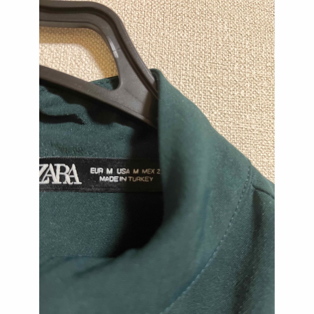 ZARA(ザラ)のzara トップス　グリーン　シースルー　パフスリーブ レディースのトップス(シャツ/ブラウス(長袖/七分))の商品写真