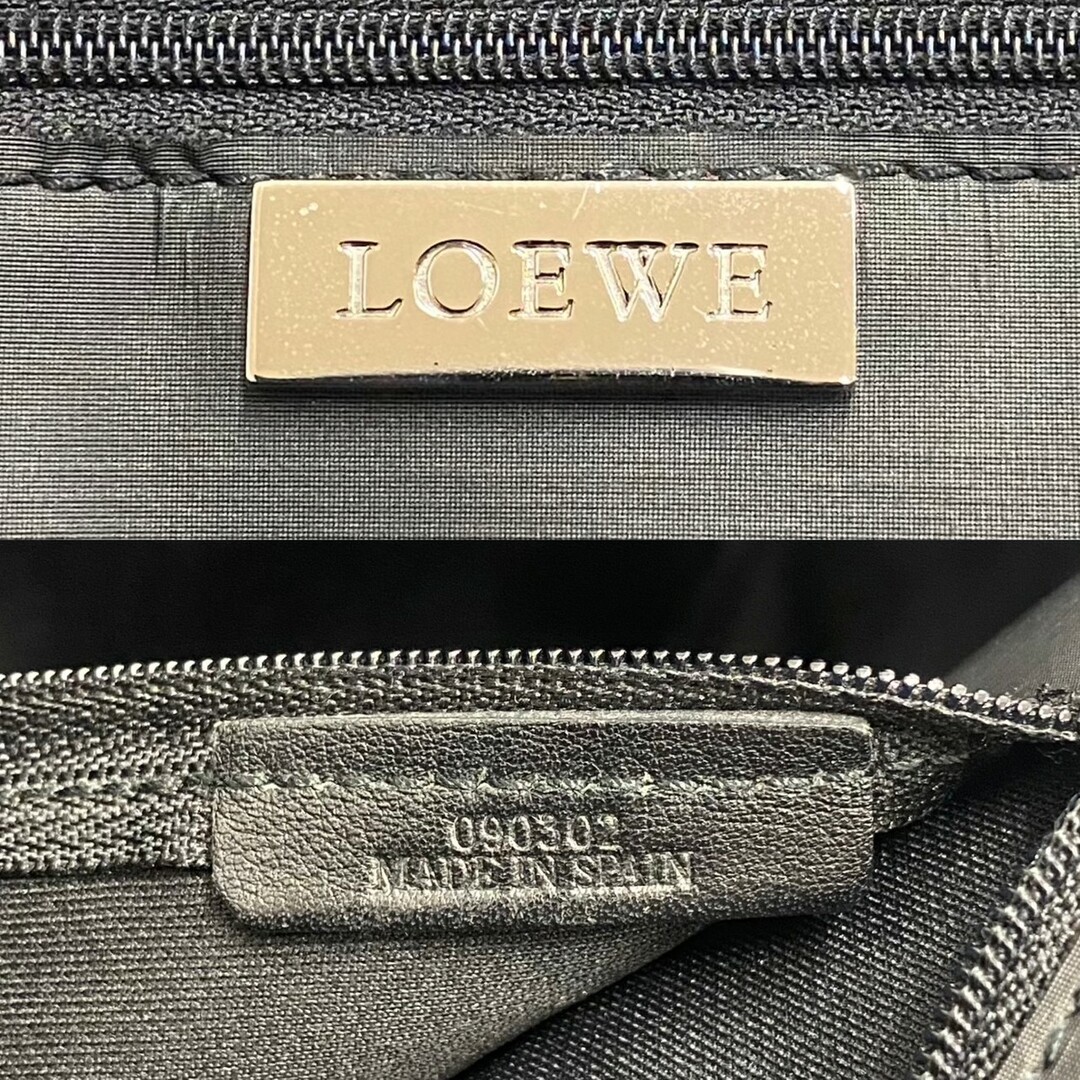 極 美品 希少品 LOEWE ロエベ アナグラム ロゴ 総柄 レザー ボストンバッグ ハンドバッグ ミニ トートバッグ ブラック 黒 23556 2