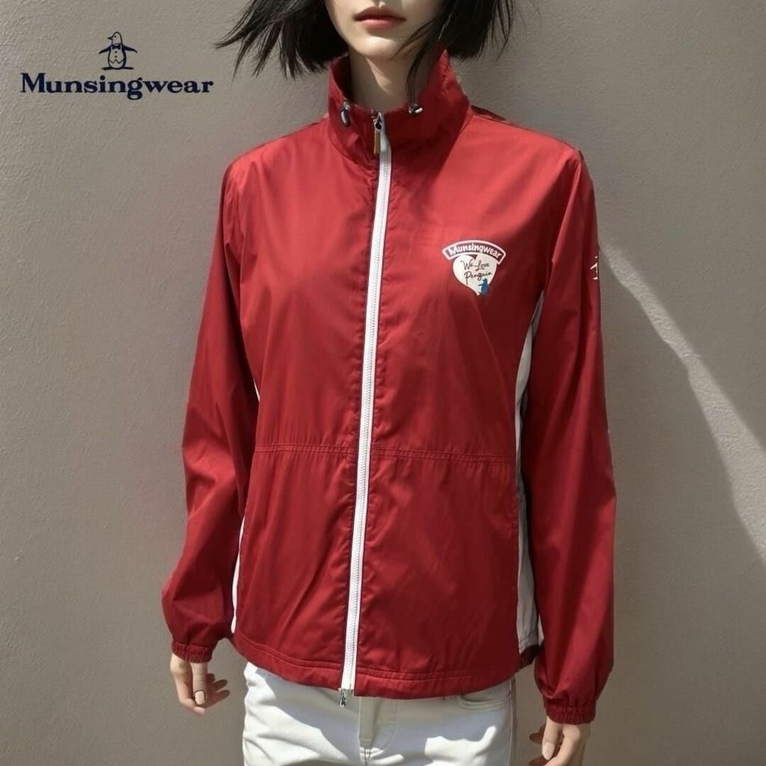 美品 ☆ Munsingwear ジャケット ウインドブレーカー  L 赤×白