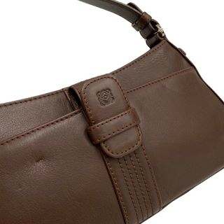 極 美品 レア品 LOEWE ロエベ アナグラム ロゴ レザー 本革 ミニ ハンドバッグ セミ ワン ショルダーバッグ ブラウン 茶 17272