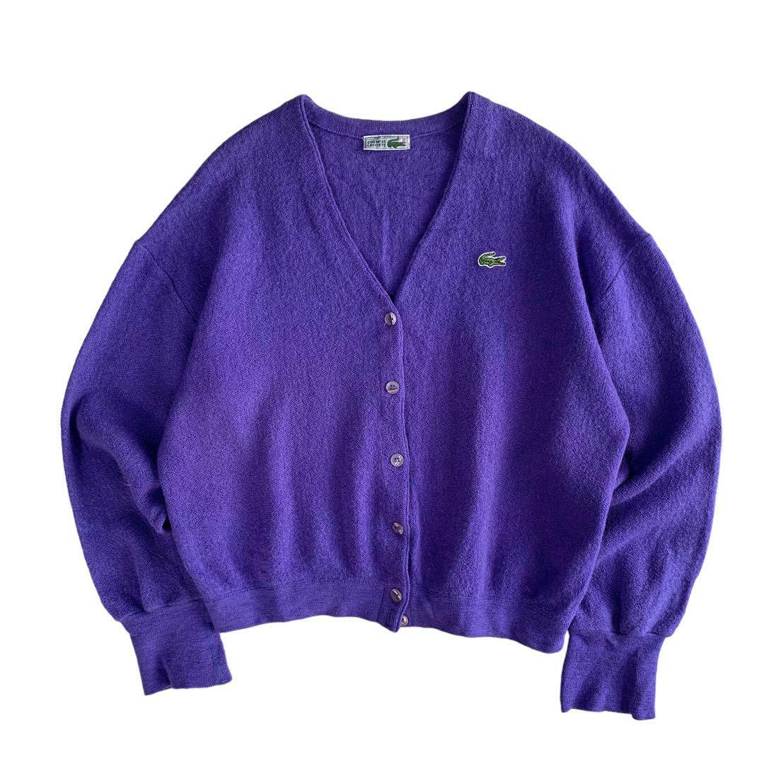 LACOSTE - 80s-90s CHEMISE LACOSTE パープル アクリルカーディガンの