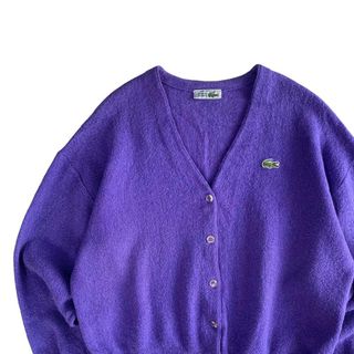 ラコステ(LACOSTE)の80s-90s CHEMISE LACOSTE パープル アクリルカーディガン(カーディガン)