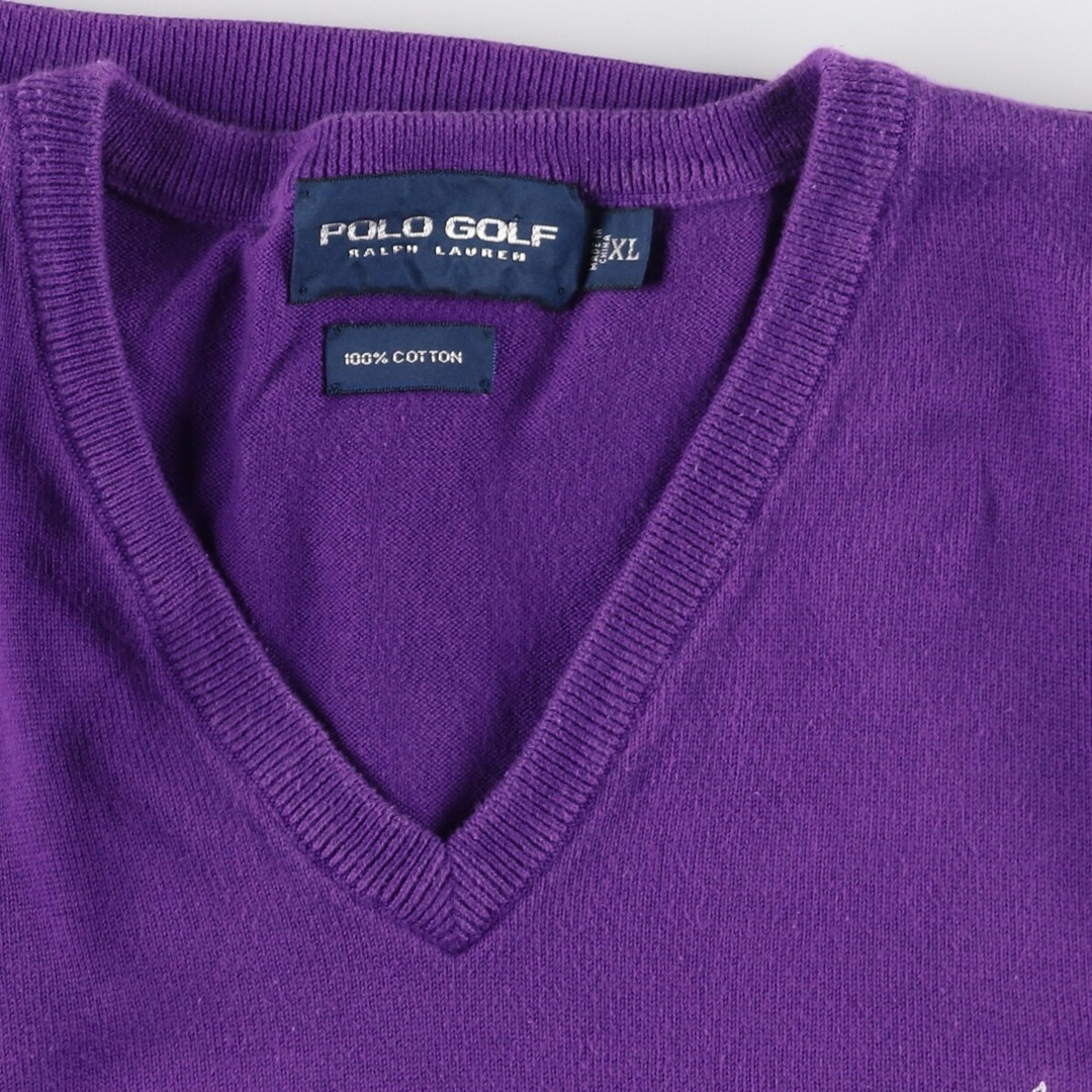 Ralph Lauren(ラルフローレン)の古着 ラルフローレン Ralph Lauren POLO GOLF ポロゴルフ Vネック コットンニットセーター メンズL /eaa370571 メンズのトップス(ニット/セーター)の商品写真