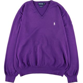 ラルフローレン(Ralph Lauren)の古着 ラルフローレン Ralph Lauren POLO GOLF ポロゴルフ Vネック コットンニットセーター メンズL /eaa370571(ニット/セーター)