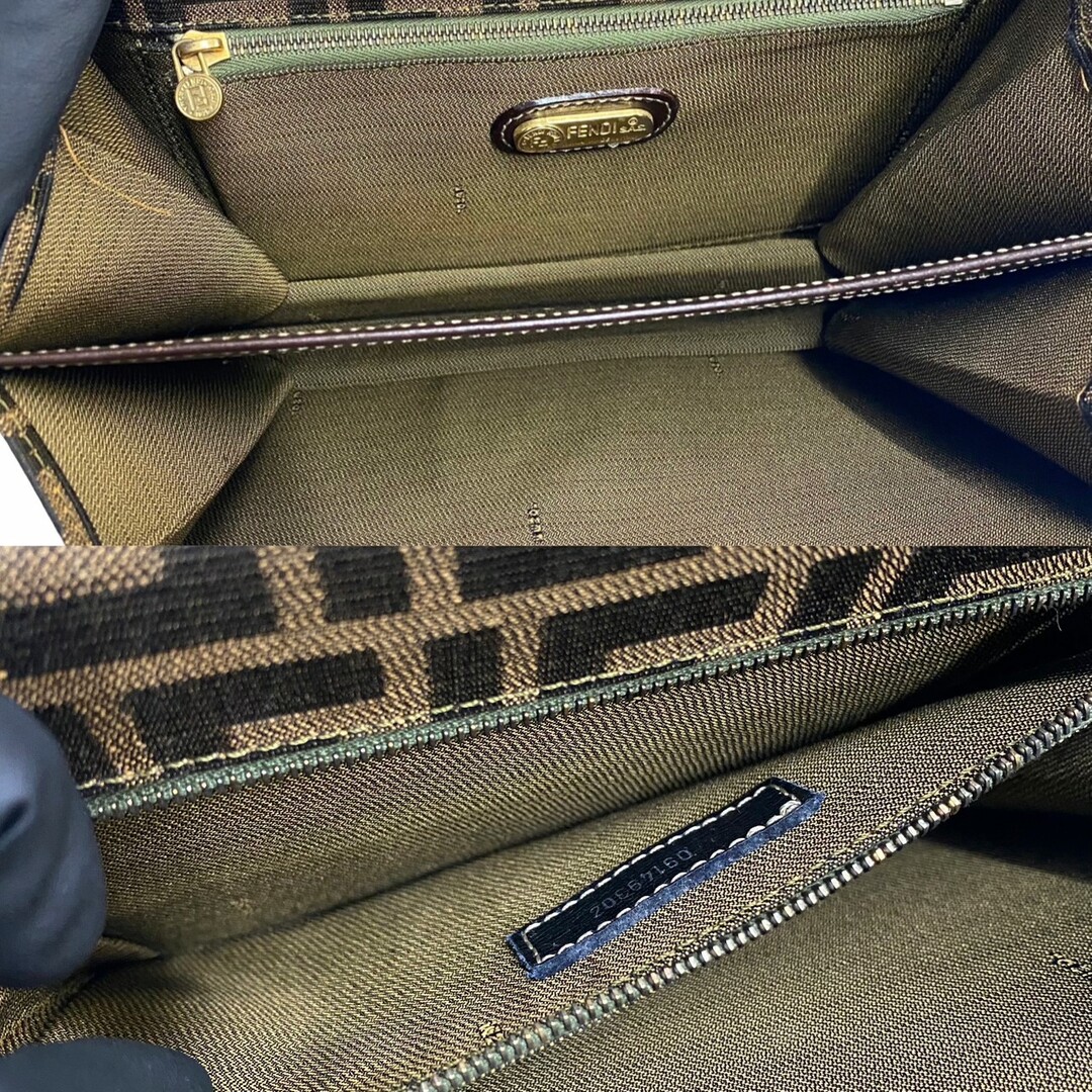 美品✨ FENDI ズッカ柄 自立 ハンドバッグ ジャガード 銀金具 スクエア