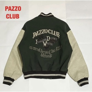 【人気】PAZZO CLUB　パッゾ　スタジャン　刺繍　牛革レザー　バイカラー