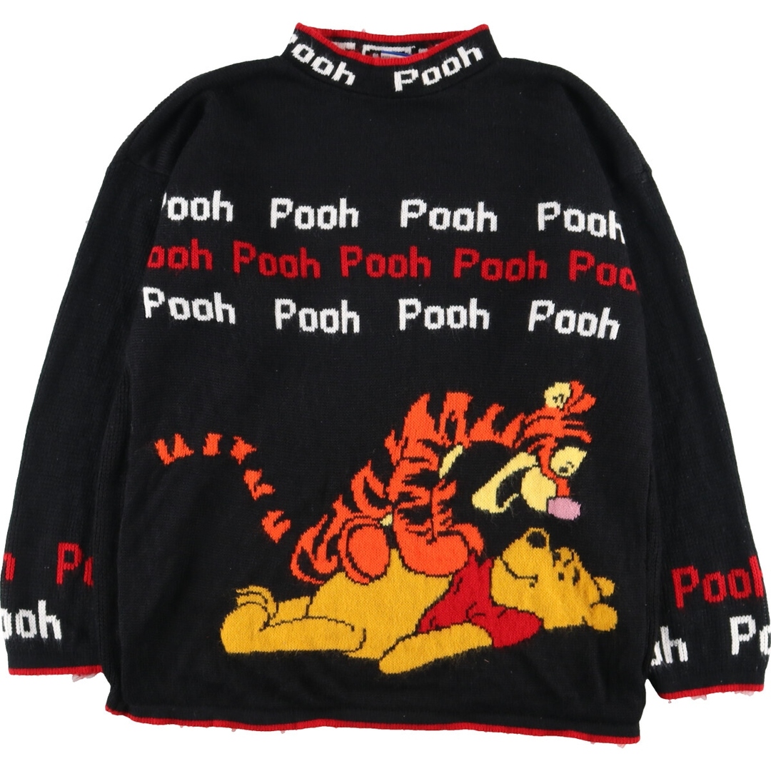 90年代 Pooh くまのプーさん ティガー ハイネック アクリルニットセーター USA製 メンズL ヴィンテージ /eaa372304