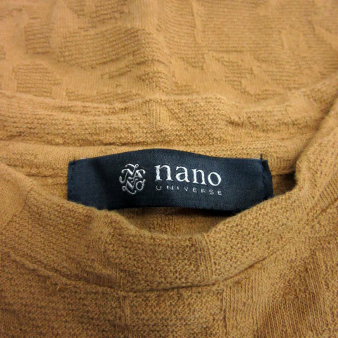 nano・universe(ナノユニバース)のナノユニバース カットソー 長袖 ラウンドネック 総柄 M ブラウン 茶色 メンズのトップス(Tシャツ/カットソー(七分/長袖))の商品写真