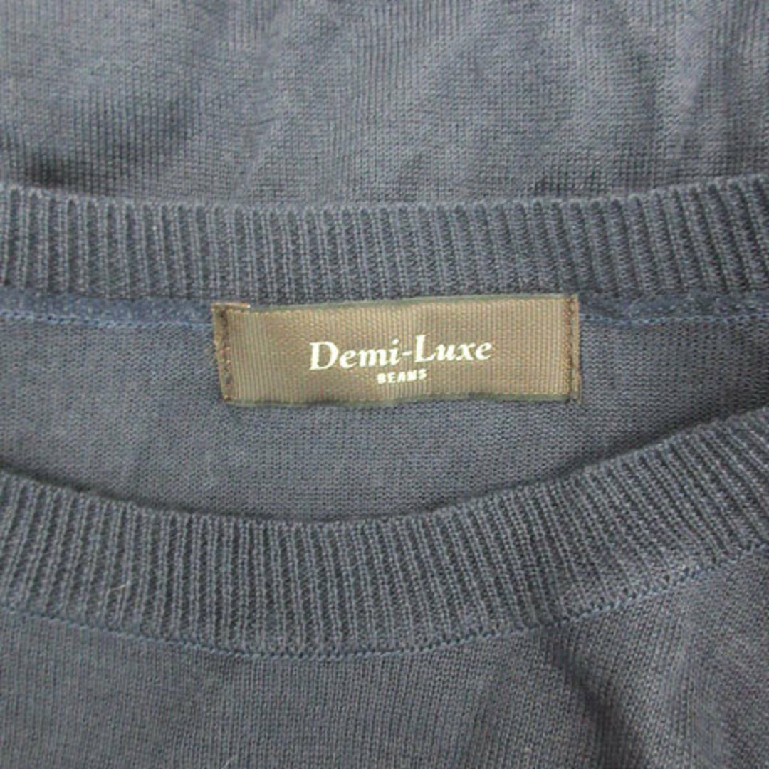 Demi-Luxe BEAMS(デミルクスビームス)のデミルクス ビームス ニット カットソー 長袖 ラウンドネック カシミヤ混 紺 レディースのトップス(ニット/セーター)の商品写真