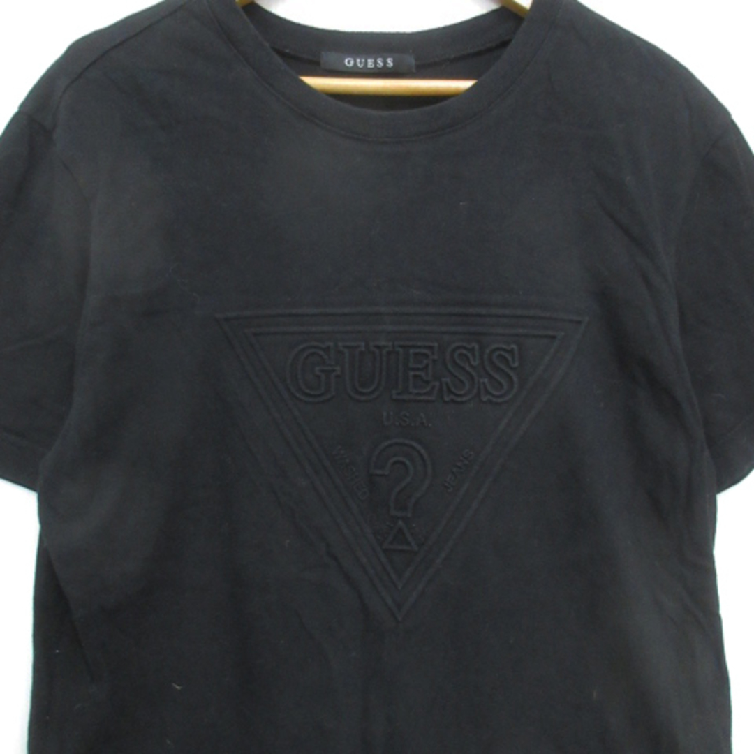 GUESS(ゲス)のゲス Tシャツ カットソー 半袖 ラウンドネック ロゴ エンボス加工 M 黒 メンズのトップス(Tシャツ/カットソー(半袖/袖なし))の商品写真