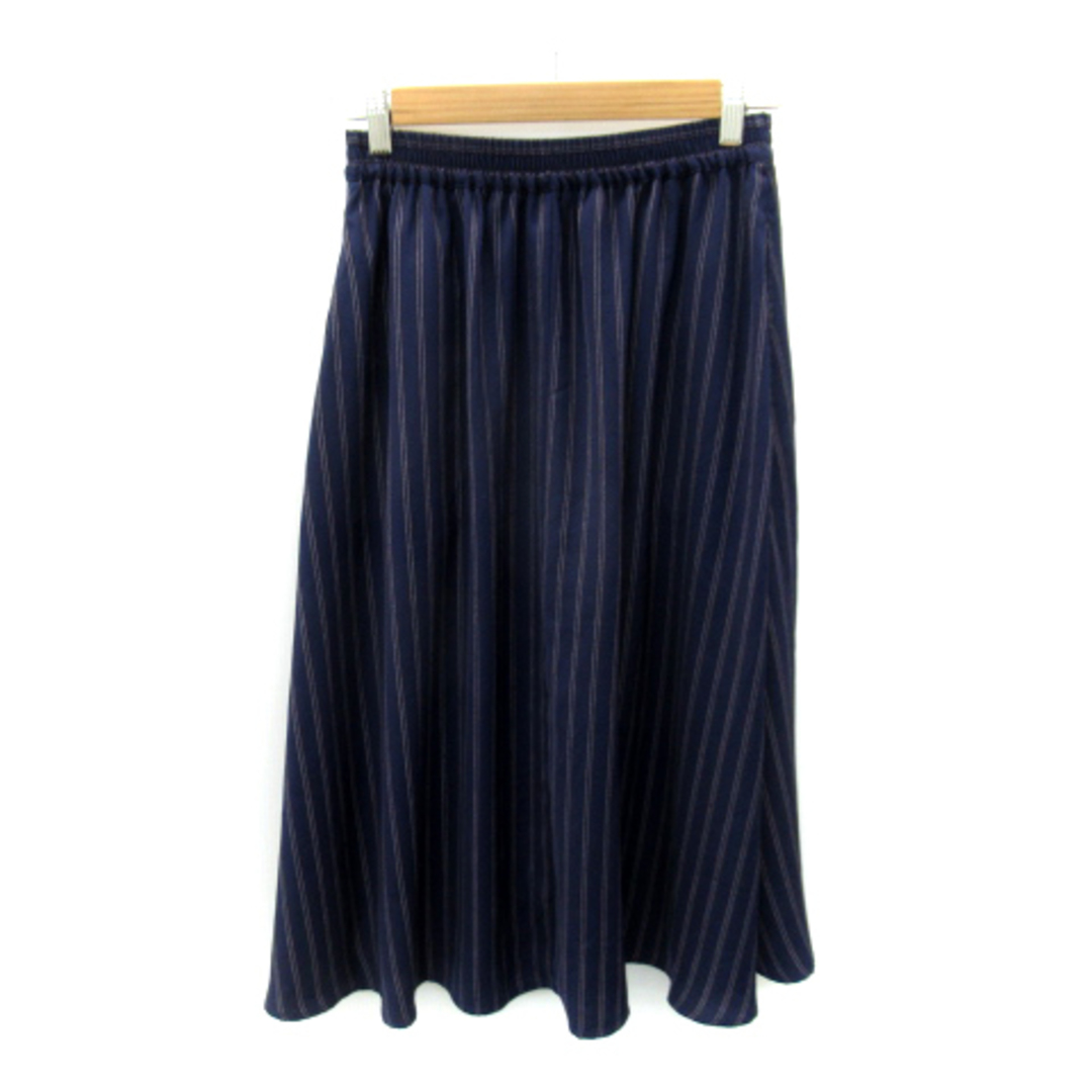chocol raffine robe(ショコラフィネローブ)のショコラフィネローブ フレアスカート ストライプ柄 F 紺 ネイビー ■MO レディースのスカート(ひざ丈スカート)の商品写真
