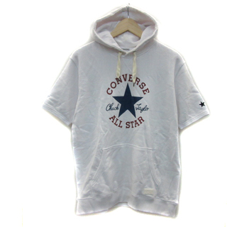 コンバース(CONVERSE)のコンバース パーカー プルオーバー 半袖 ロゴ 大きいサイズ XL 白 ホワイト(パーカー)