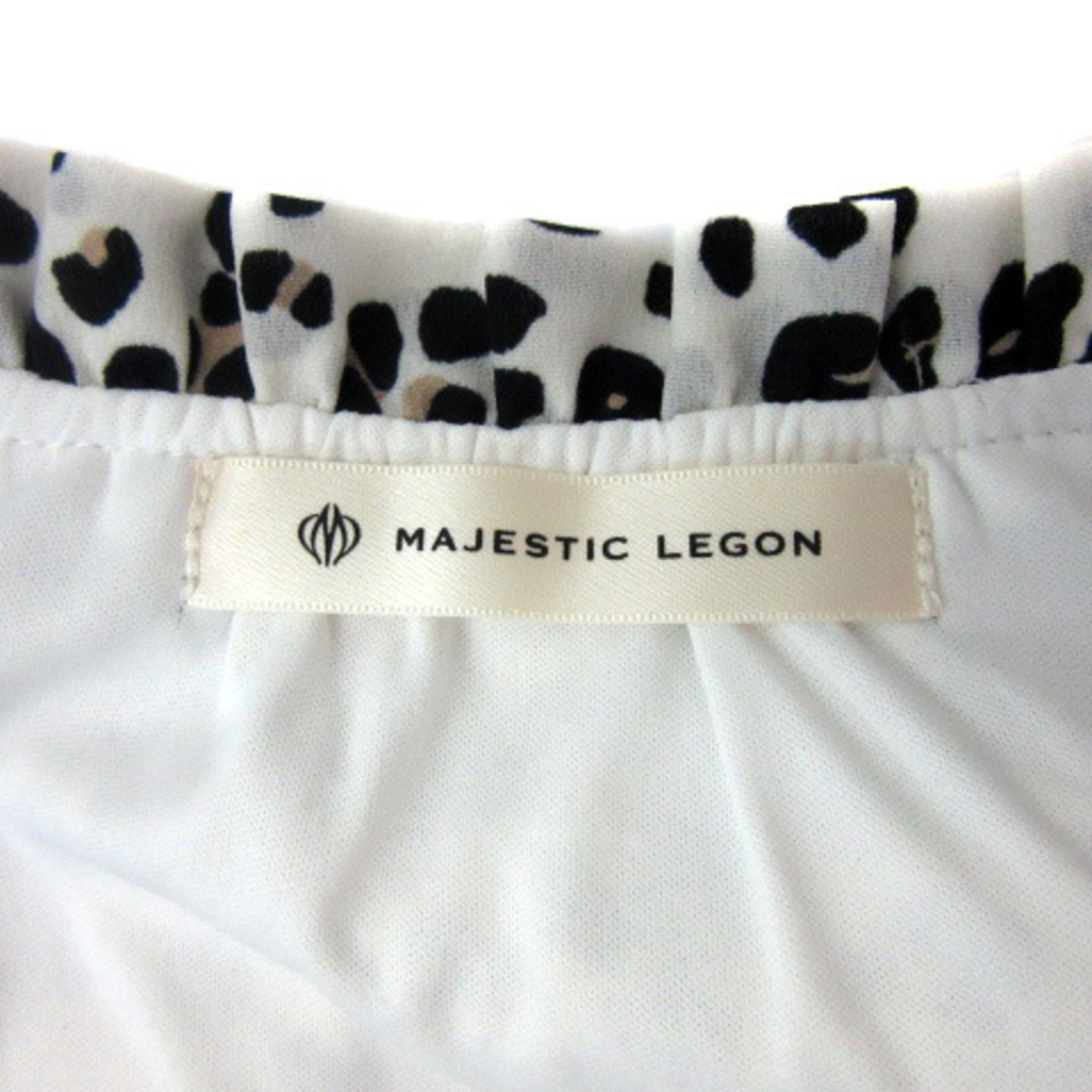 MAJESTIC LEGON(マジェスティックレゴン)のマジェスティックレゴン ブラウス シャツ 長袖 ヒョウ柄 レオパード柄 S 白 レディースのトップス(シャツ/ブラウス(長袖/七分))の商品写真