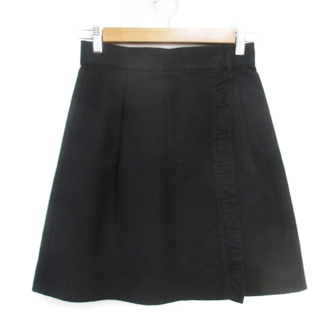 JILLSTUART(ジルスチュアート)のジルスチュアート フレアスカート ひざ丈 フリル 無地 0 黒 ブラック レディースのスカート(ひざ丈スカート)の商品写真