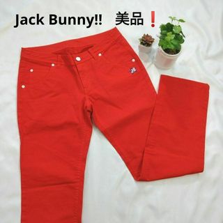 ジャックバニー(JACK BUNNY!!)の美品❗ジャックバニー　レディースゴルフ　ロングパンツ　サイズ1/M レッド(ウエア)