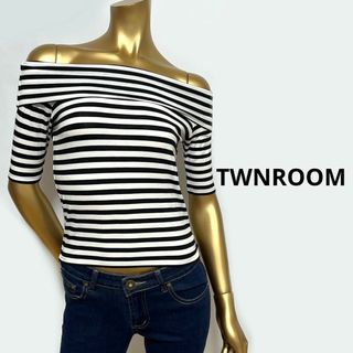 ツインルーム(TWNROOM)の【3145】TWNROOM ボーダー オフショル トップス F(カットソー(長袖/七分))