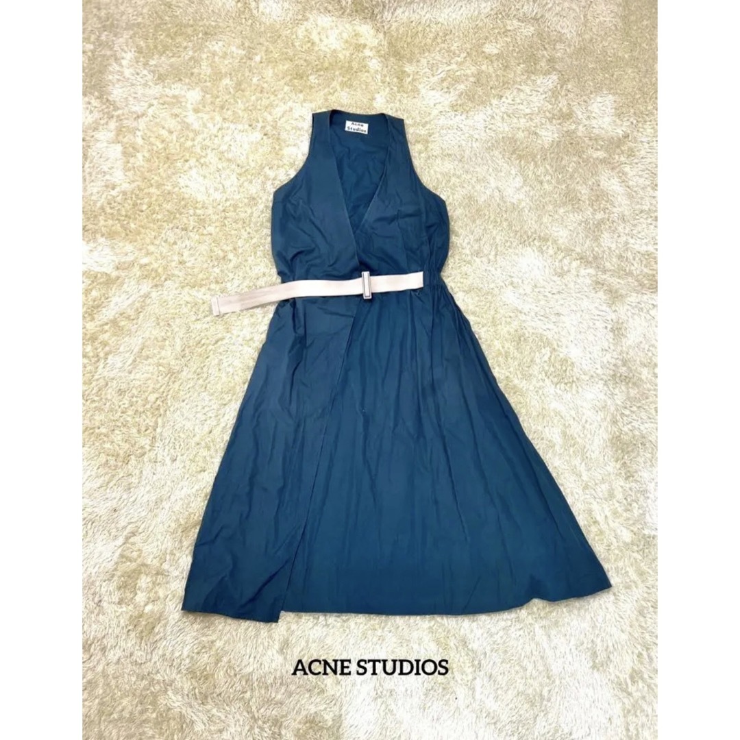 Acne Studios(アクネストゥディオズ)のACNE STUDIOS アクネストゥディオズ　ノースリーブ ベルト ワンピース レディースのワンピース(ロングワンピース/マキシワンピース)の商品写真