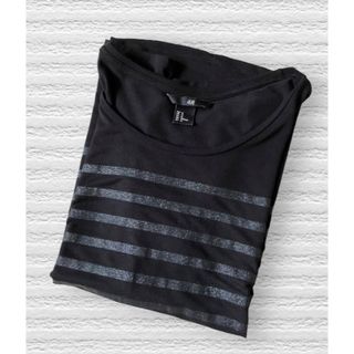 エイチアンドエム(H&M)のH&M  Tシャツ　ボーダー　ブラック(Tシャツ(半袖/袖なし))