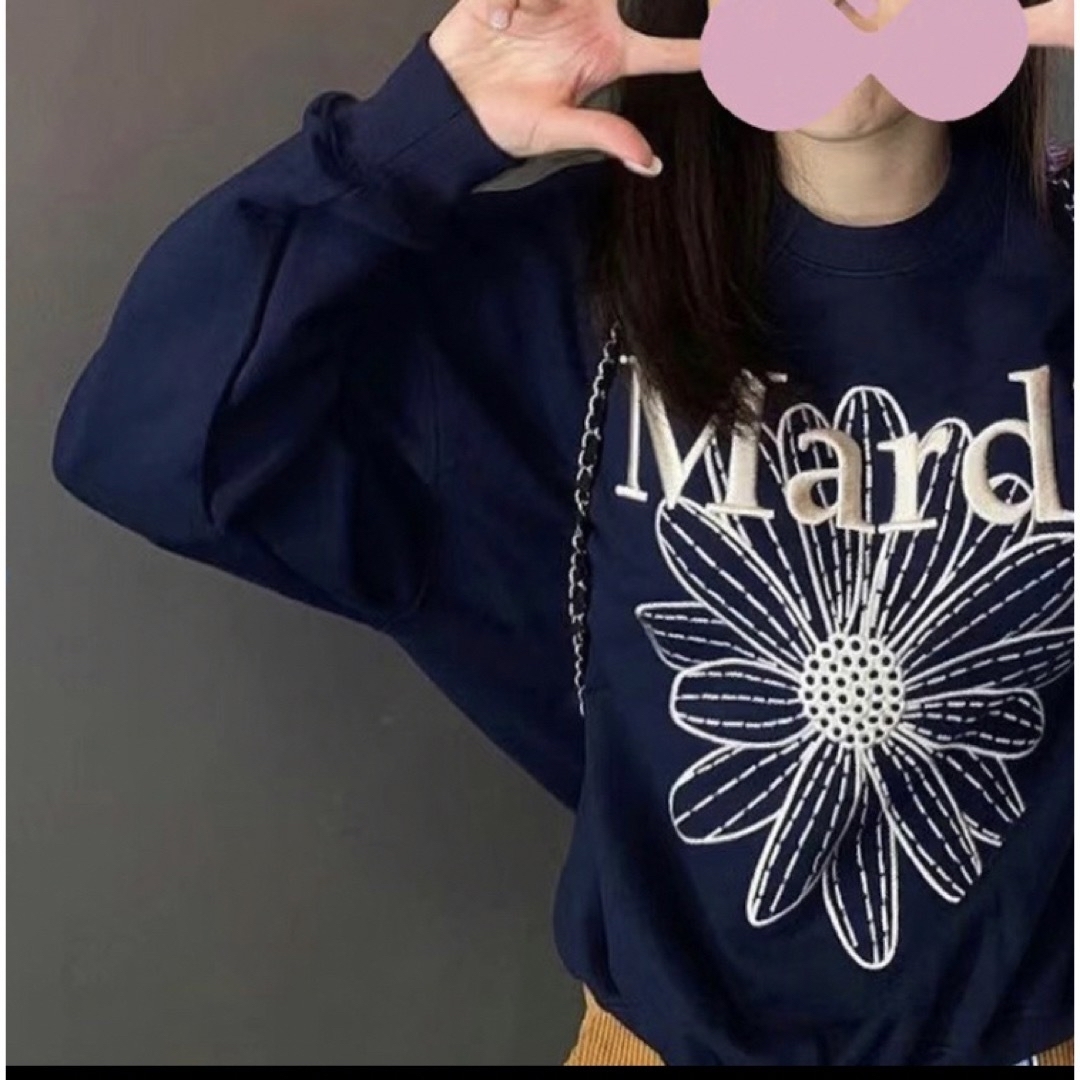 Mardi Mercredi マルディメクルディ スウェット 刺繍 ネイビーの通販