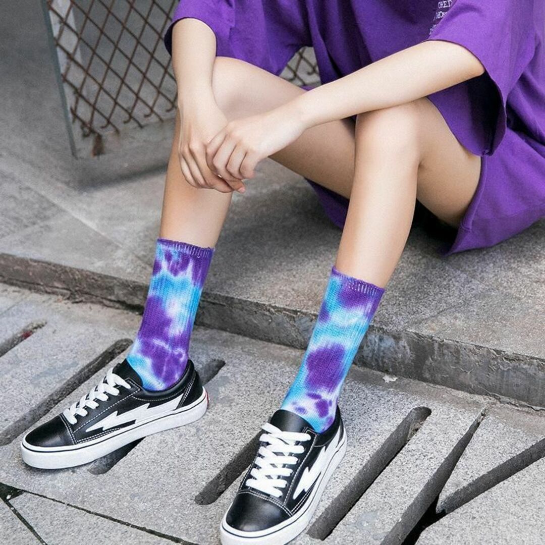 即売れ【4足セット】タイダイ 靴下 ストリート ファッション インスタ ダンス メンズのレッグウェア(ソックス)の商品写真
