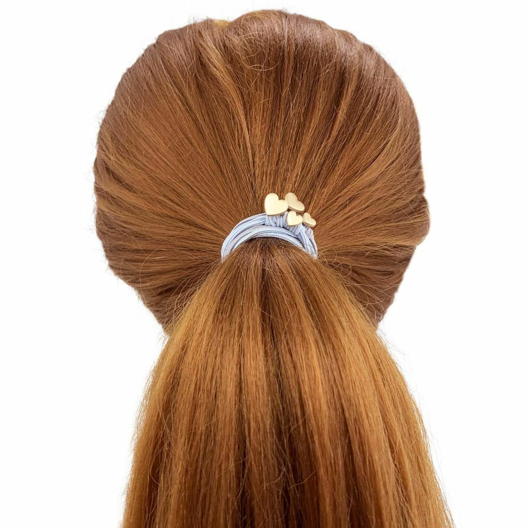 ヘアゴム ハート形 ゴールドメタルプレート 髪飾り かわいい 女性 ヘアバンド  コスメ/美容のヘアケア/スタイリング(その他)の商品写真