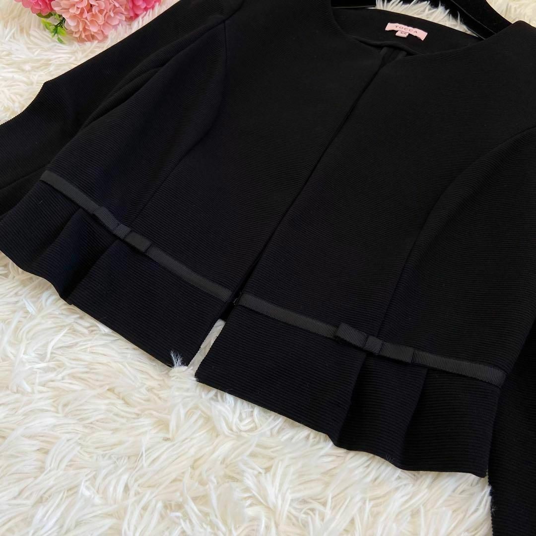 美品☆トッカ ノーカラージャケット 羽織 リボン XS 小さいサイズ 黒 上品