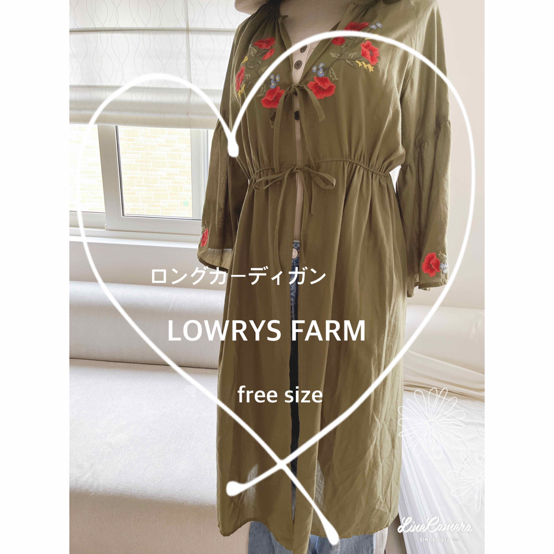 LOWRYS FARM(ローリーズファーム)のLOWRYS FARM☆美品☆刺繍ロングカーディガン　　七分袖　ブラウス レディースのトップス(シャツ/ブラウス(長袖/七分))の商品写真