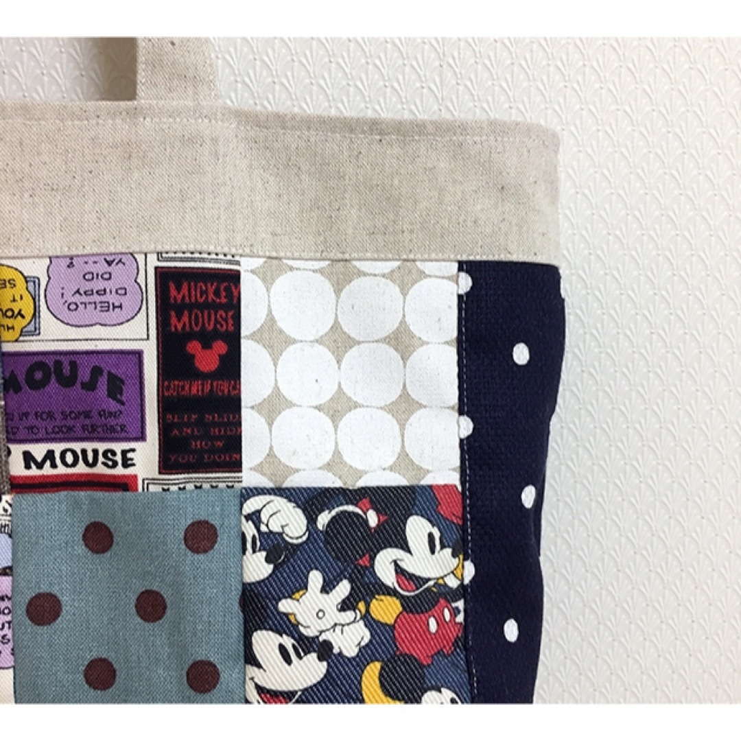 ハンドメイド　トートバッグ★ミッキー　パッチワーク