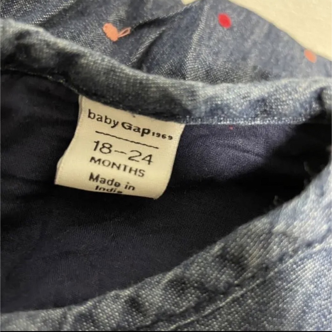 babyGAP(ベビーギャップ)のベビーギャップ Babygap デニム ワンピース 刺繍ドット 長袖 レトロ キッズ/ベビー/マタニティのキッズ服女の子用(90cm~)(ワンピース)の商品写真