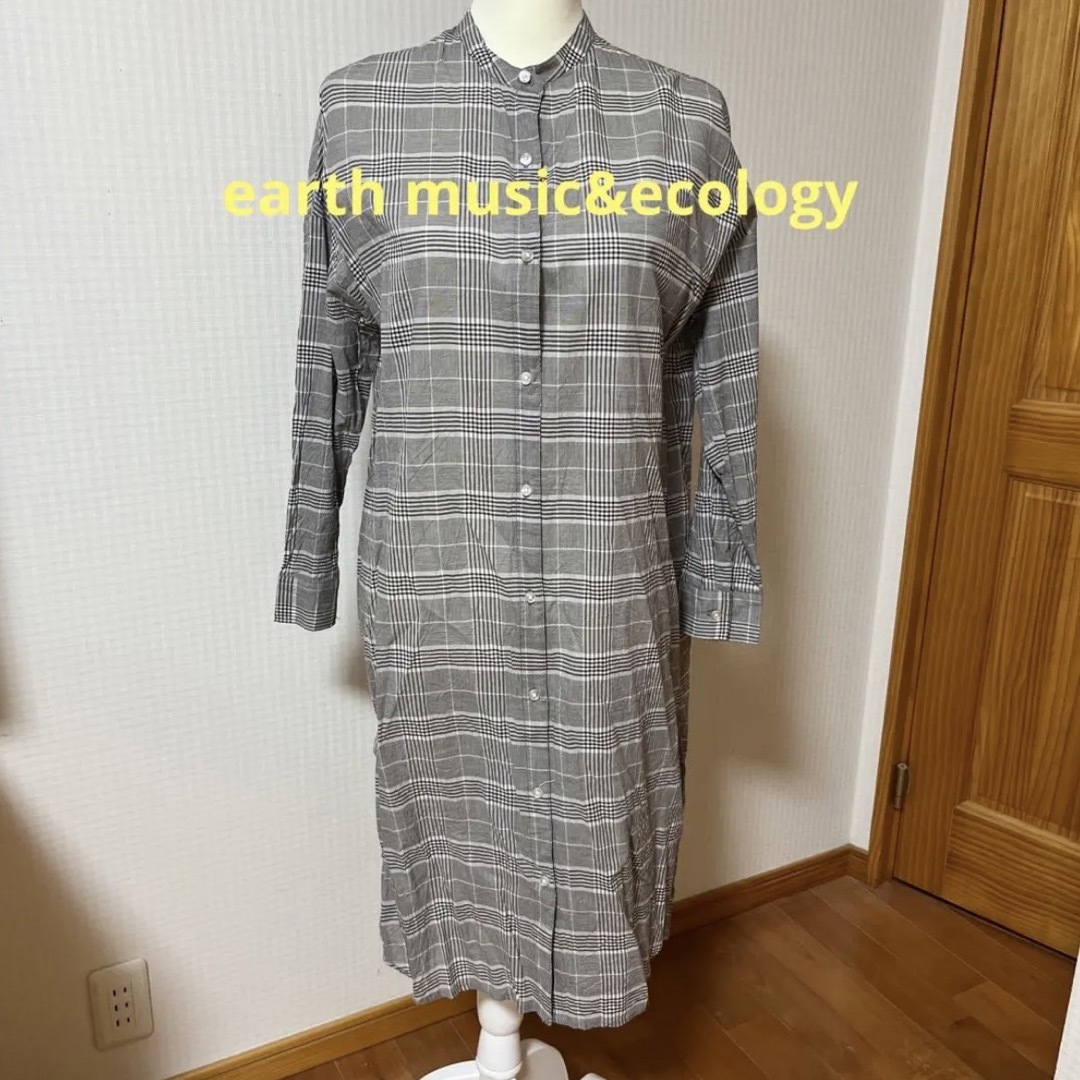 earth music & ecology(アースミュージックアンドエコロジー)の美品 earth music&ecology チェック コットンワンピース レディースのワンピース(ロングワンピース/マキシワンピース)の商品写真