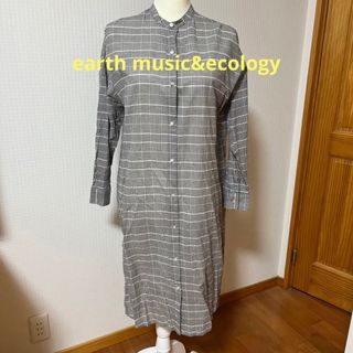 アースミュージックアンドエコロジー(earth music & ecology)の美品 earth music&ecology チェック コットンワンピース(ロングワンピース/マキシワンピース)