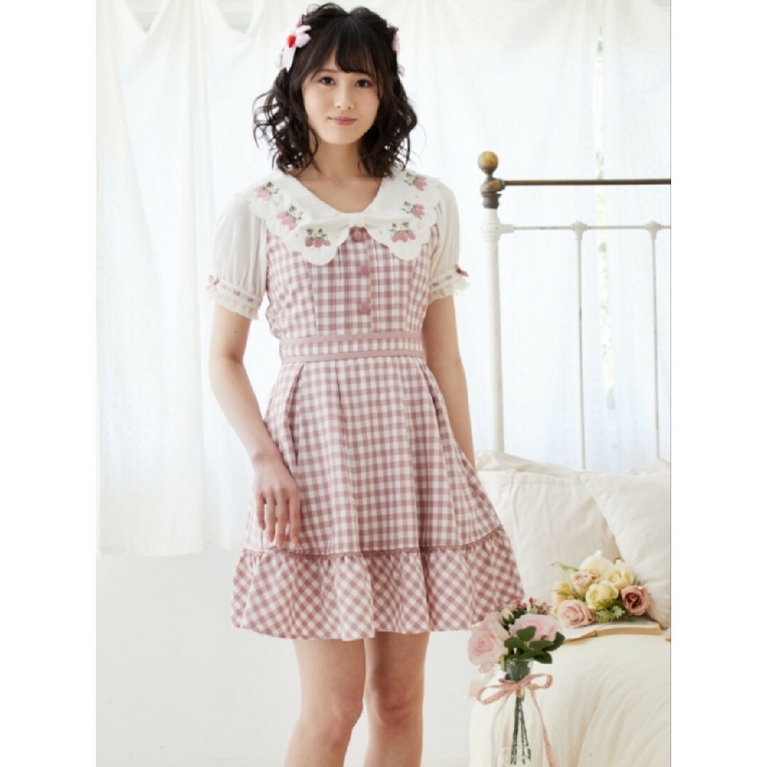 LIZ LISA - LIZLISAストロベリーレースギンガムワンピースの通販 LIZ LISA - LIZLISAストロベリーレースギンガムワンピースの通販