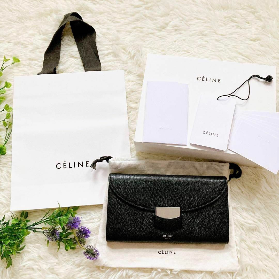 CELINE セリーヌ レザー トロッター ロングフラップウォレット-