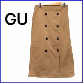 ジーユー(GU)のGU ジーユー レディース ミモレ丈スカート Lサイズ 濃いベージュ 後ろゴム(ロングスカート)