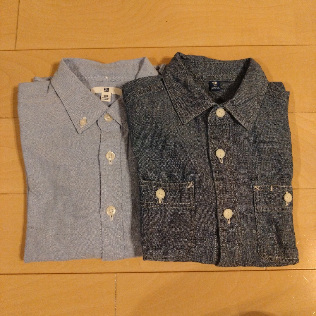 UNIQLO(ユニクロ)のUNIQLO　長袖シャツ　2枚　120センチ キッズ/ベビー/マタニティのキッズ服男の子用(90cm~)(ブラウス)の商品写真