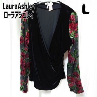 ローラアシュレイ(LAURA ASHLEY)のLauraAshley ローラアシュレイ 袖シアーブラウス 長袖 黒 13号(シャツ/ブラウス(長袖/七分))