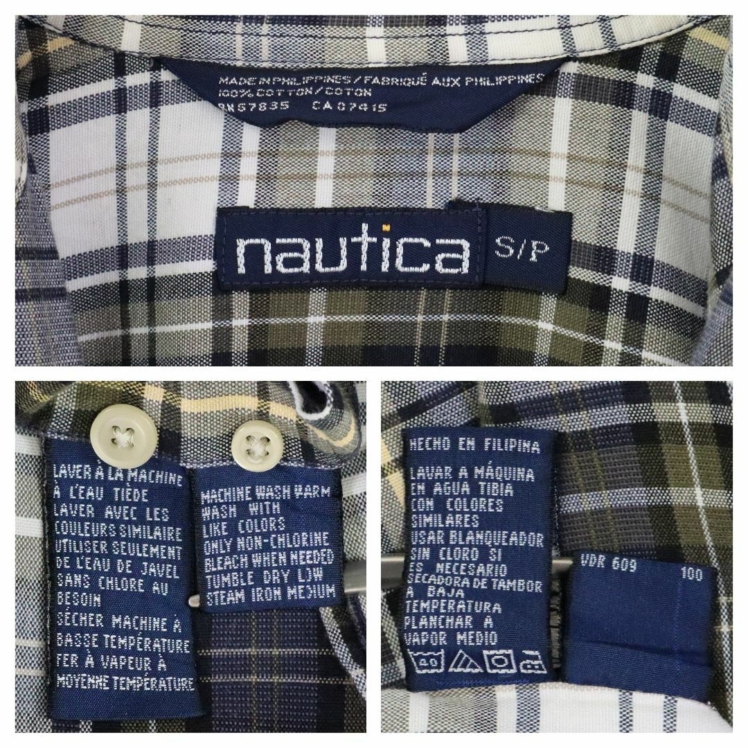 NAUTICA(ノーティカ)の【90s】ノーティカ／チェックシャツ　刺繍ロゴ　旧ロゴ　大きめS　ヴィンテージ メンズのトップス(シャツ)の商品写真