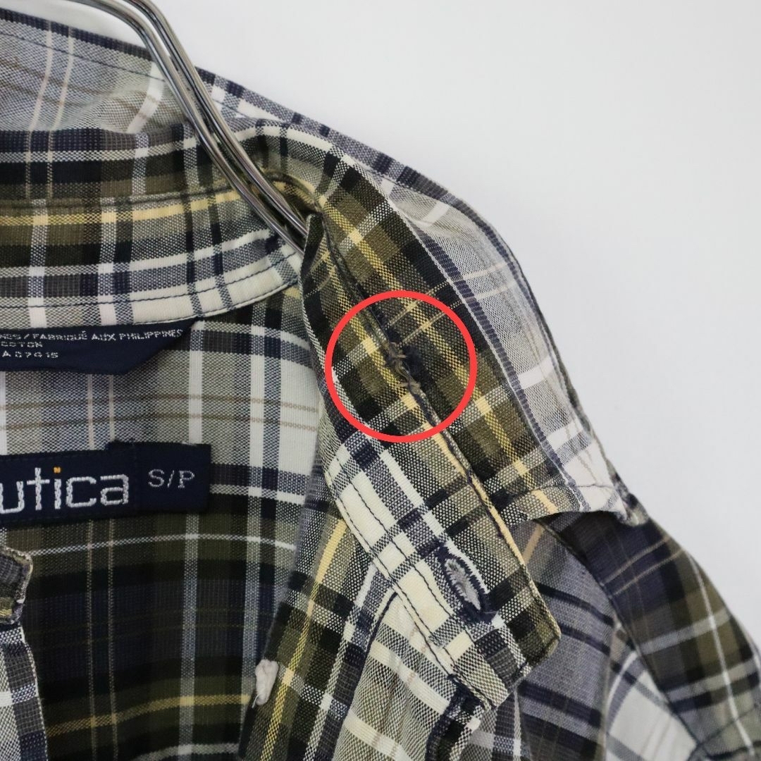 NAUTICA(ノーティカ)の【90s】ノーティカ／チェックシャツ　刺繍ロゴ　旧ロゴ　大きめS　ヴィンテージ メンズのトップス(シャツ)の商品写真