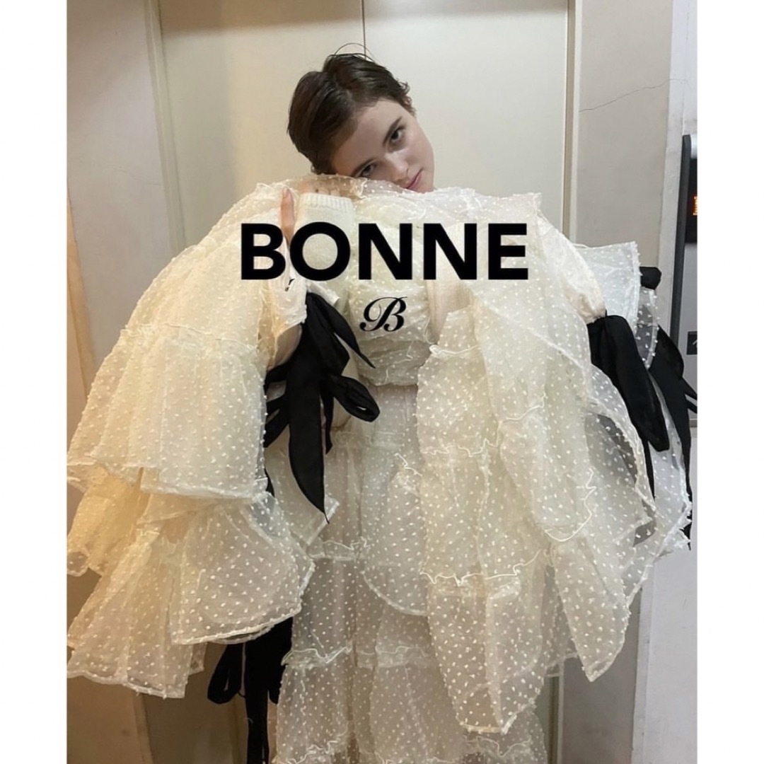 épine(エピヌ)のBONNE  ドットチュールワンピース　アイボリー　完売品 レディースのワンピース(ロングワンピース/マキシワンピース)の商品写真