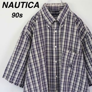 ノーティカ(NAUTICA)の【90s】ノーティカ／チェックシャツ　刺繍ロゴ　旧ロゴ　ビッグサイズ　ビンテージ(シャツ)