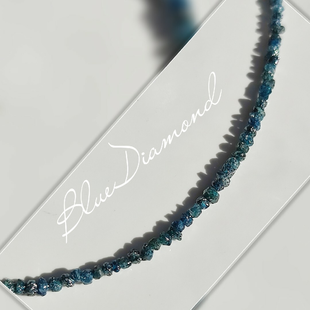14Kgf ブルー ダイヤモンド　原石　ネックレス 男女兼用　贈り物 ハンドメイドのアクセサリー(ネックレス)の商品写真