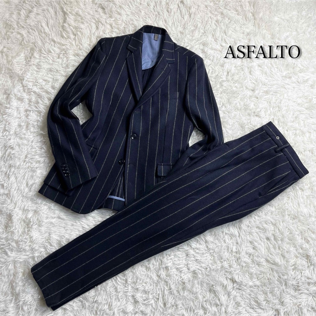 イタリア製　ASFALTO ストライプ　メンズ　セットアップ　希少　一点物 メンズのスーツ(セットアップ)の商品写真