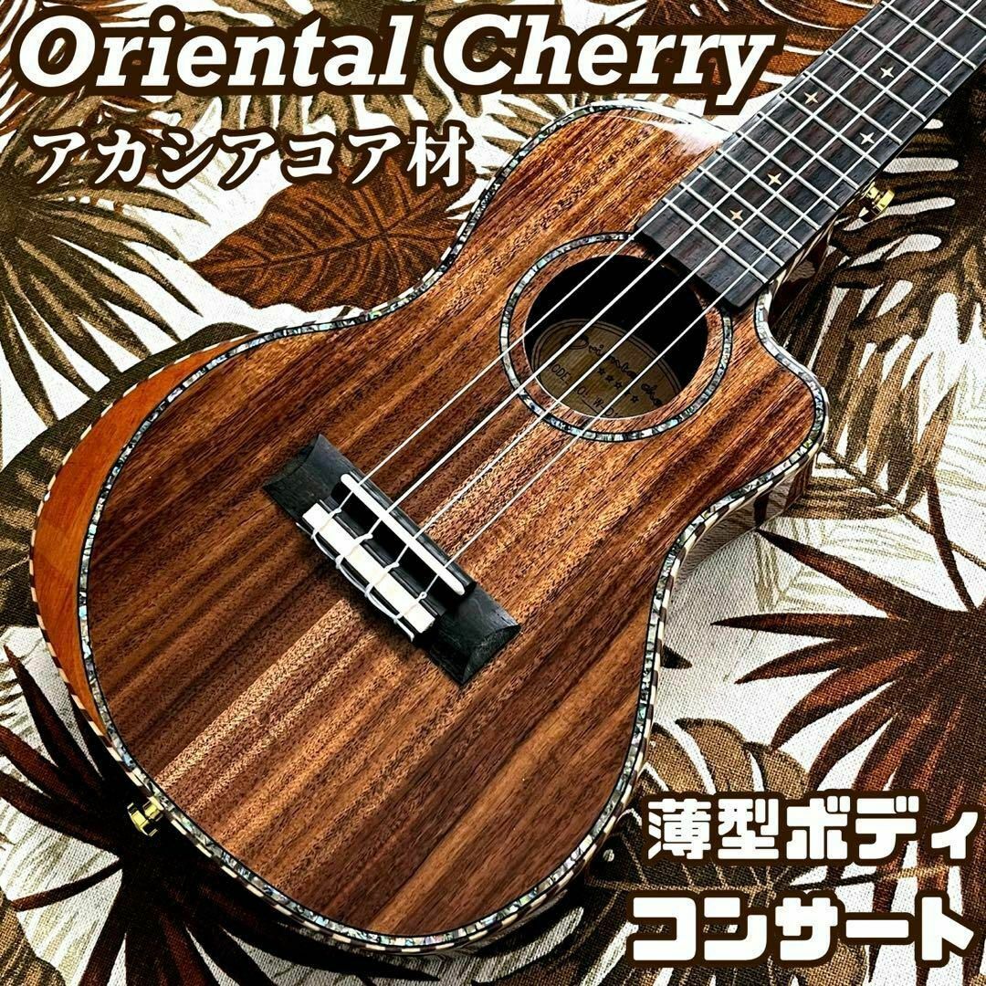 【Oriental Cherry】コア単板の薄型コンサートウクレレ【ウスレレ】