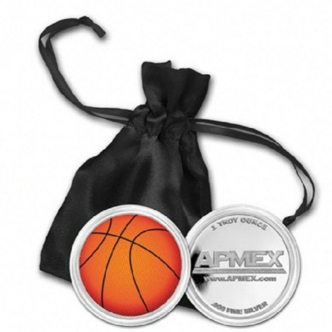APMEX バスケットボールカラー銀貨　1オンス　1枚　袋付き