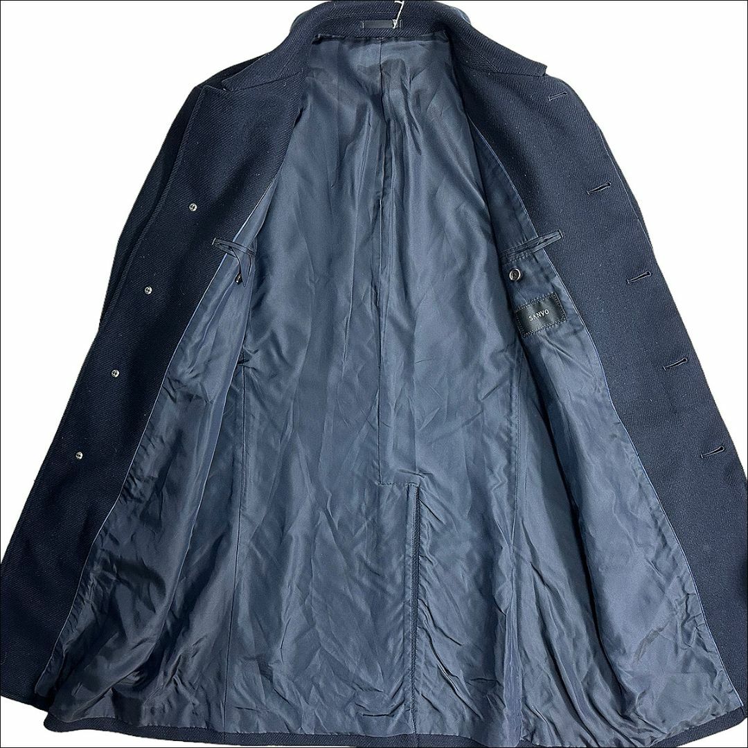 SANYO - J5143 超美品 sanyo カシミヤ混メルトンステンカラーコート 紺