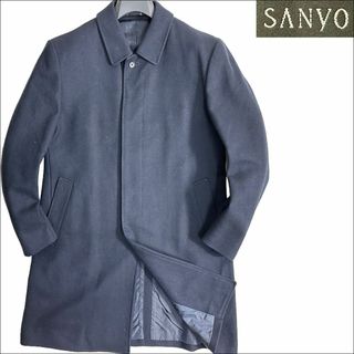 ◆高級◆美品◆SANYO  ステンカラーコート　黒　カシミヤ