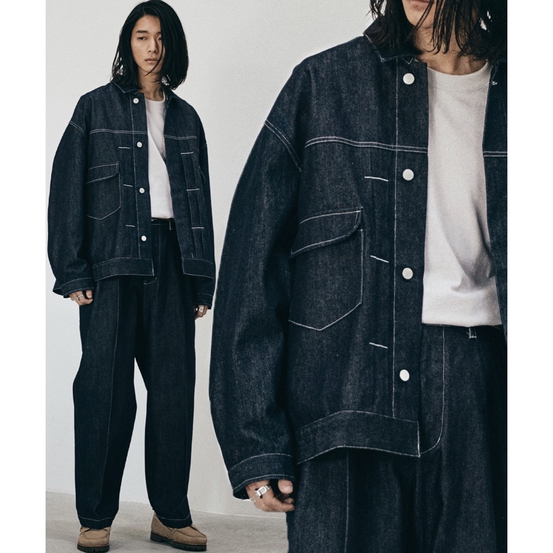 LIDNM(リドム)の☆WYM HEAVY OZ WIDE DENIM SET-UP メンズのジャケット/アウター(Gジャン/デニムジャケット)の商品写真