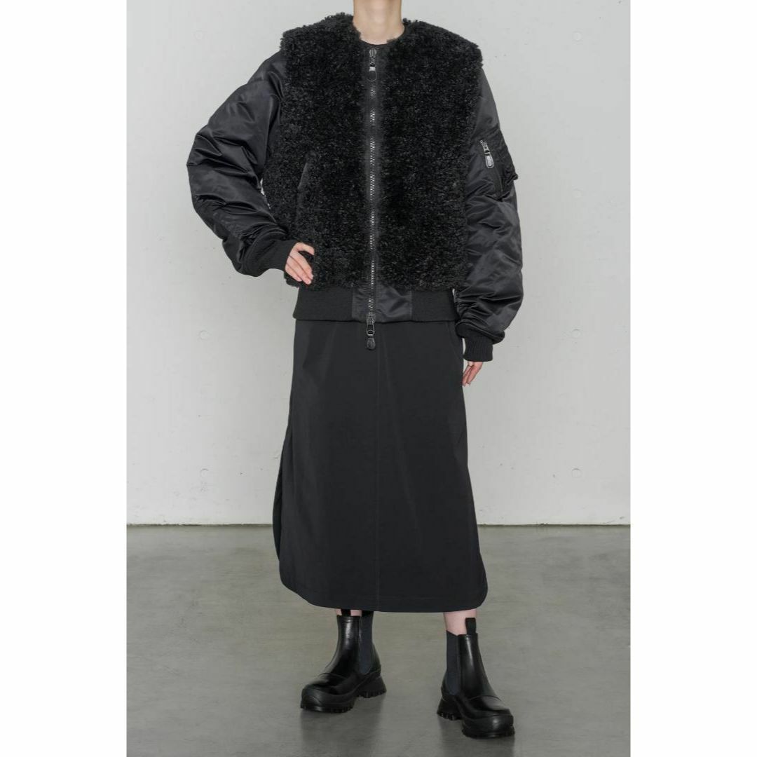 HYKE 23AW FAUX SHEARLING TYPE MA-1 黒 3 - ブルゾン