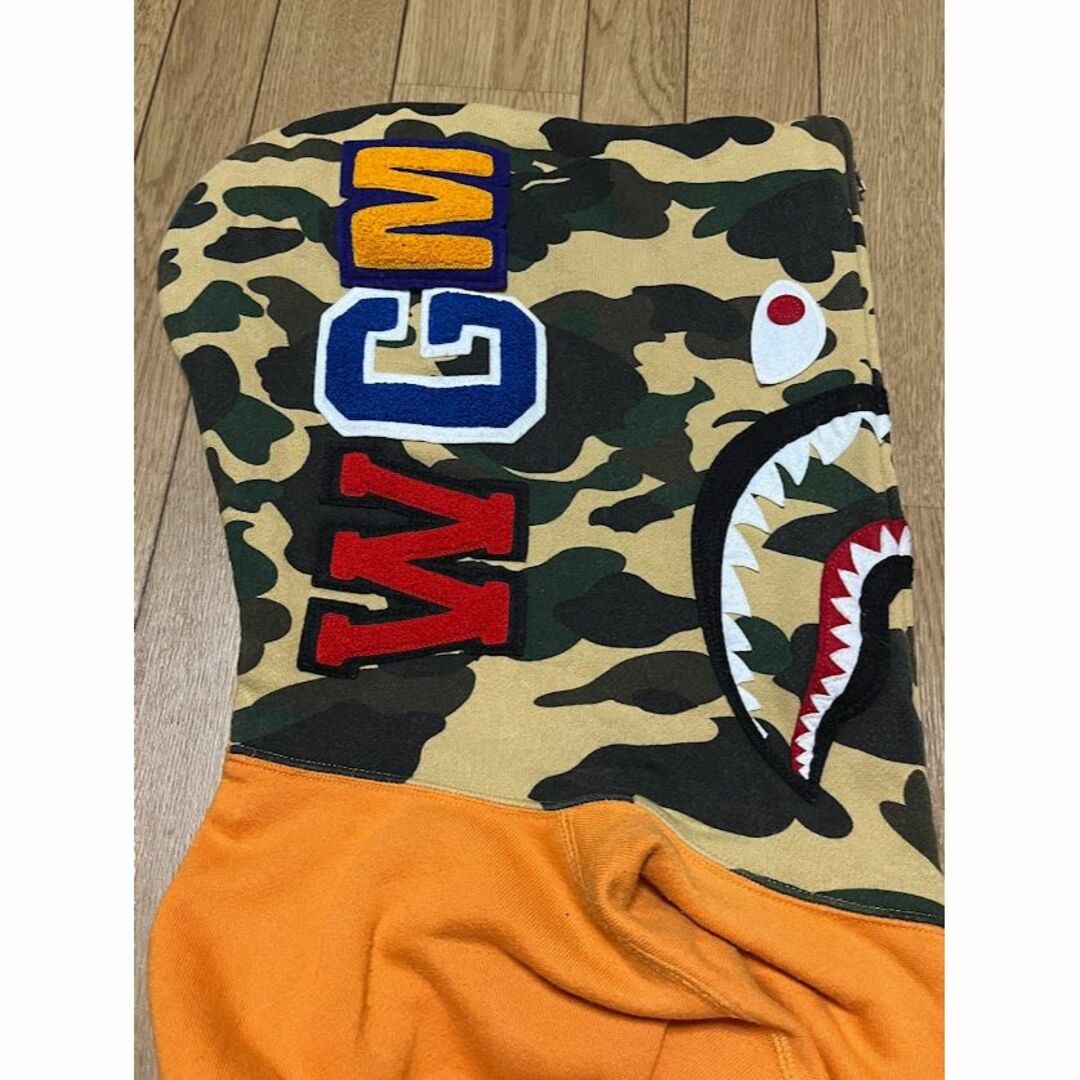 bape shark orange hoodie ベイプ シャーク パーカー - パーカー